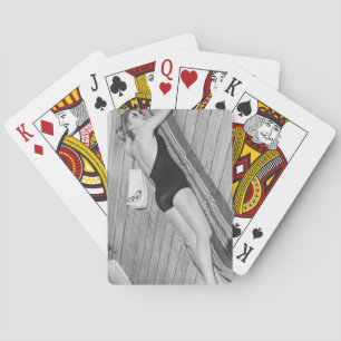 Sun Tanning Woman Playing Cards