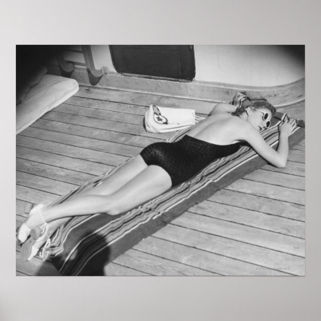 Sun Tanning Woman Poster (Front)