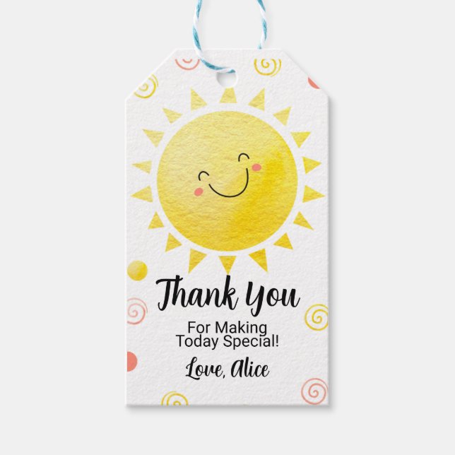 Sun Thank you Favour Birthday Tag (Front)