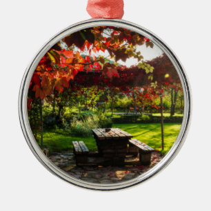 Sun through autumn leaves, Croatia Metal Ornament
