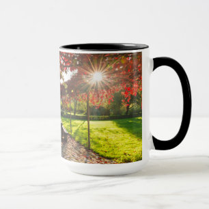 Sun through autumn leaves, Croatia Mug