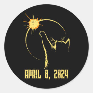 Sun Total Solar Eclipse 2024 April 8 Men Women Kid Classic Round Sticker