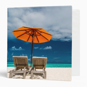 Sun Umbrella On Sandy Beach  Maldives Binder