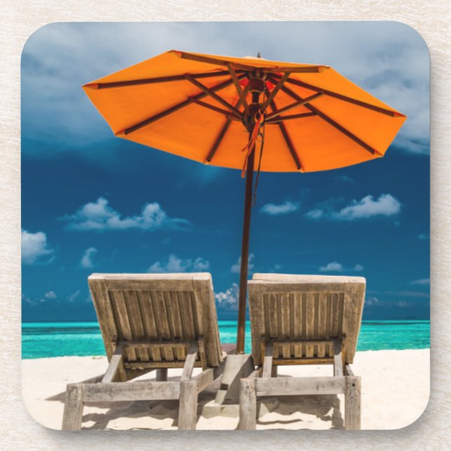 Sun Umbrella On Sandy Beach |Maldives Coaster (Front)