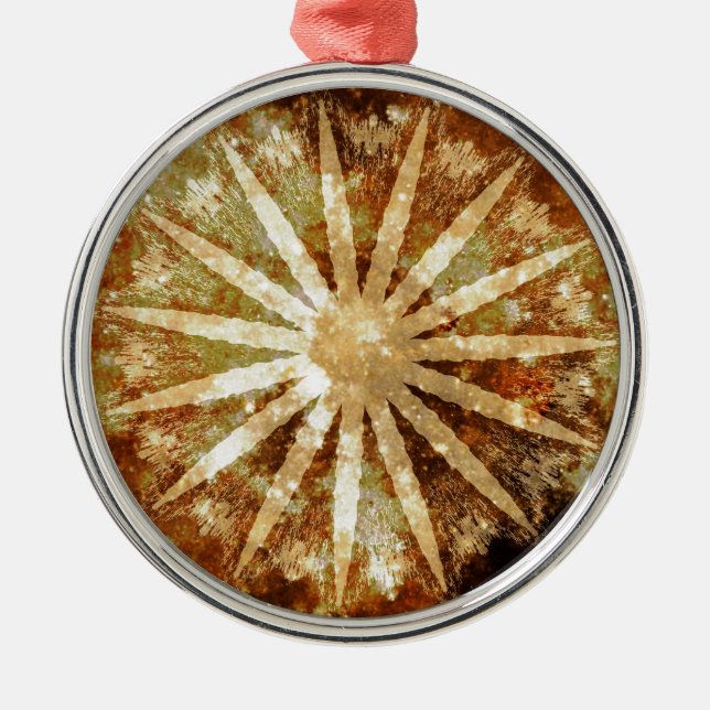 Sun Universe Cosmic Warm Golden Brown Colours Metal Ornament (Front)