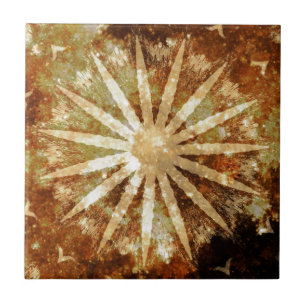 Sun Universe Cosmic Warm Golden Brown Colours Tile