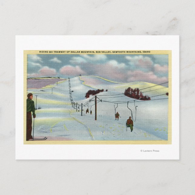 Sun Valley, ID - Sawtooth Mnts. Riding Ski Postcard (Front)