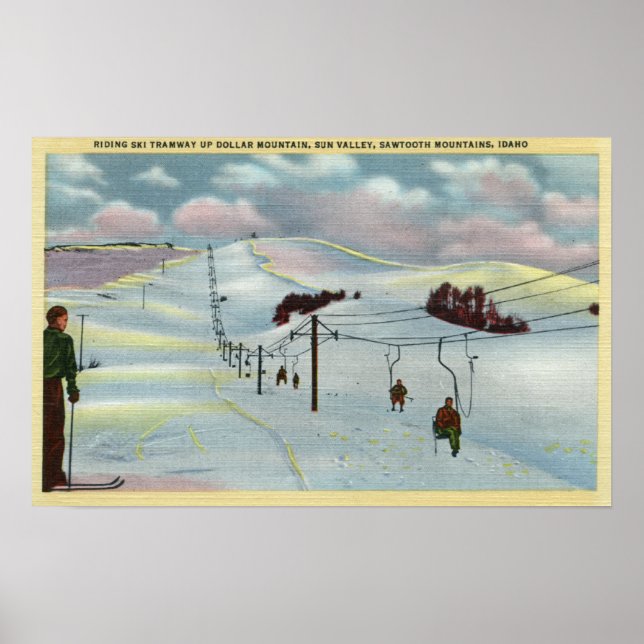 Sun Valley, ID - Sawtooth Mnts. Riding Ski Poster (Front)