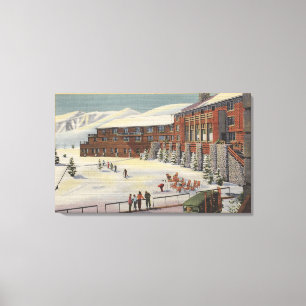 Sun Valley, ID - Ski Party at Lodge Sawtooth Canvas Print