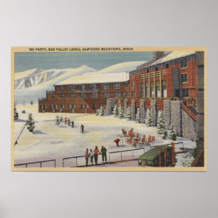 Sun Valley, ID - Ski Party at Lodge Sawtooth Poster