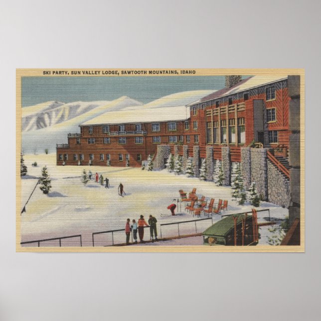 Sun Valley, ID - Ski Party at Lodge Sawtooth Poster (Front)