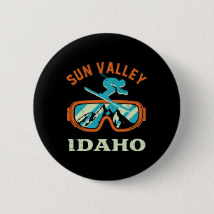 Sun Valley Idaho Vintage Retro Skiing And Snowboar 2 Inch Round Button