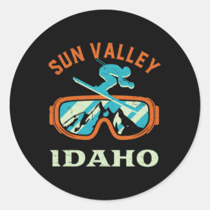 Sun Valley Idaho Vintage Retro Skiing And Snowboar Classic Round Sticker
