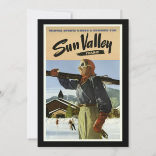 Sun Valley, Idaho, Vintage Travel Poster, Card