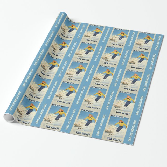Sun Valley, Idaho Vintage Travel wrapping paper (Unrolled)