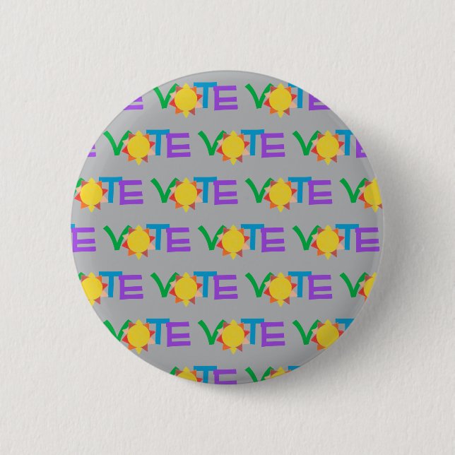 Sun Vote Button / Fun GOTV Button (Front)