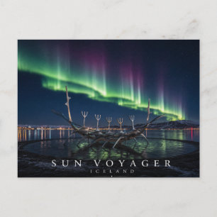 Sun Voyager Viking Ship Sculpture Iceland Aurora Postcard