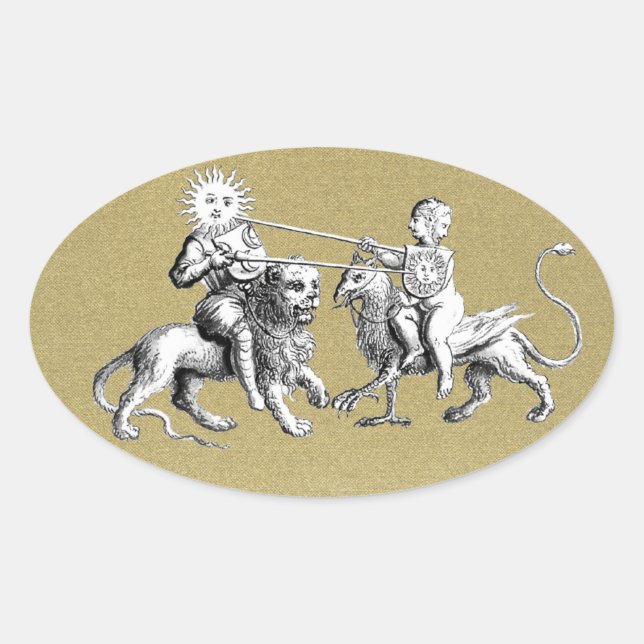 Sun vs. Moon Jousting Match Oval Sticker (Front)