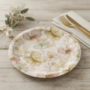 Sun-Washed Garden Floral ID1283 Paper Plate