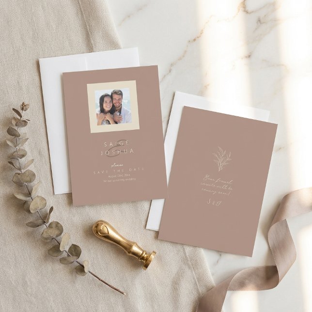 Sun-Washed Garden Wedding Photo Rose Brown ID1283 Save The Date (Creator Uploaded)