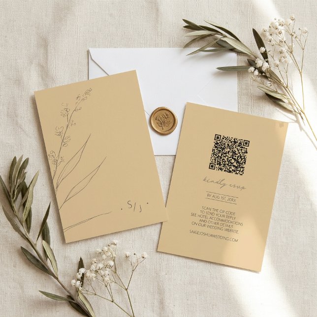 Sun-Washed Garden Wedding QR Code ID1283 RSVP Card (Creator Uploaded)