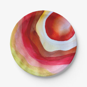 Sun watercolor sunset art paper plate