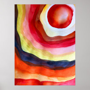 Sun watercolor sunset art poster