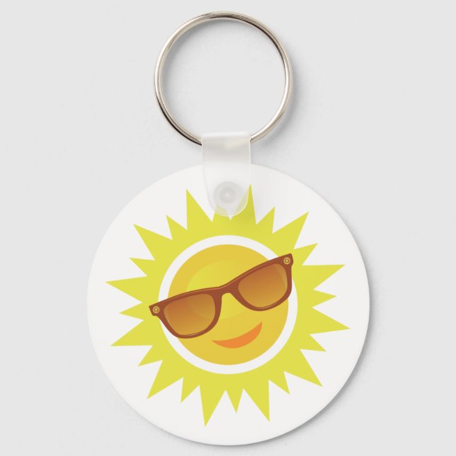 Sun Wearing Sunglasses Keychain (Front)