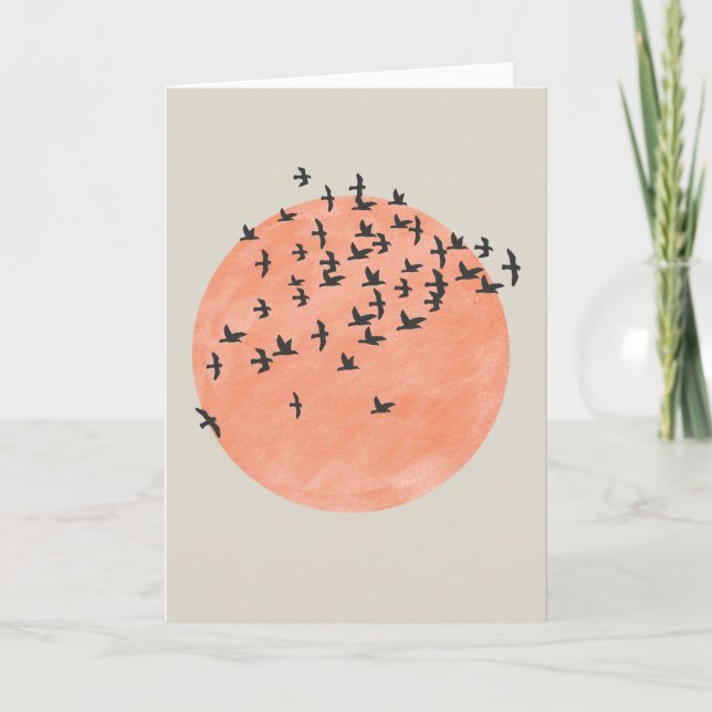 Sun with Flock of Birds Card (Front)