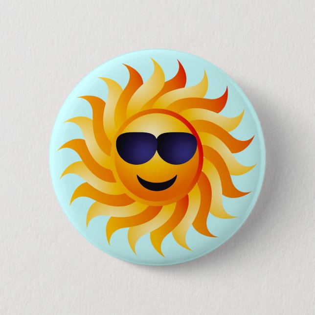 SUN WITH SHADES ON 2 INCH ROUND BUTTON (Front)