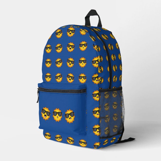 Sun with Sunglasses Happy Emoji Faces Pattern Printed Backpack (Back Corner Right)