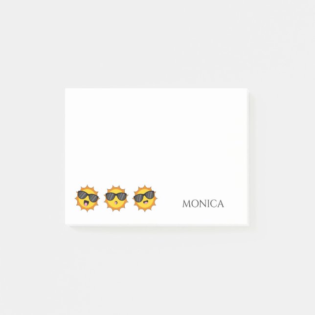 Sun with Sunglasses Happy Emoji Faces Personalize Post-it Notes (Front)