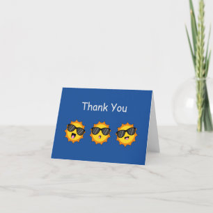 Sun with Sunglasses Happy Emoji Faces Personalize Thank You Card