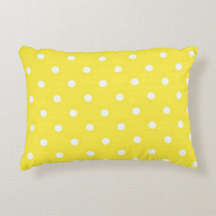 Sun Yellow and White Polka Dots Decorative Pillow