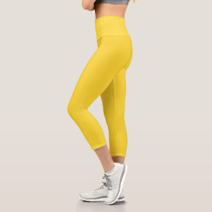 Sun Yellow Solid Colour   Classic Elegant Capri Leggings