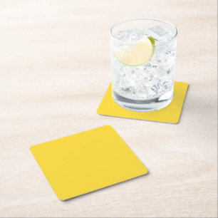 Sun Yellow Solid Colour   Classic Elegant Square Paper Coaster