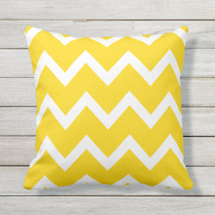 Sun Yellow Zigzag Chevron Pattern Outdoor Pillows