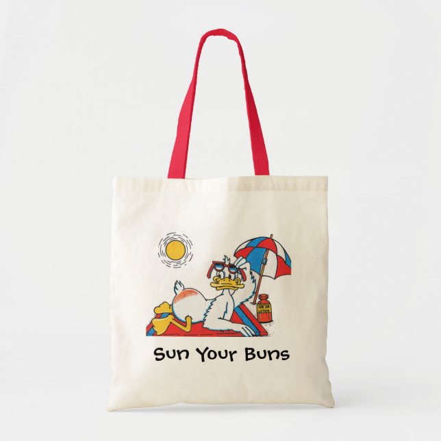 Sun Your Buns Vacation Humour Tote Bag (Front)