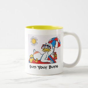 Sun Your Buns Vacation Humour Two-Tone Coffee Mug