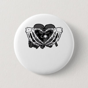 Sunand~1 - Skeleton Heart Hands 2 Inch Round Button