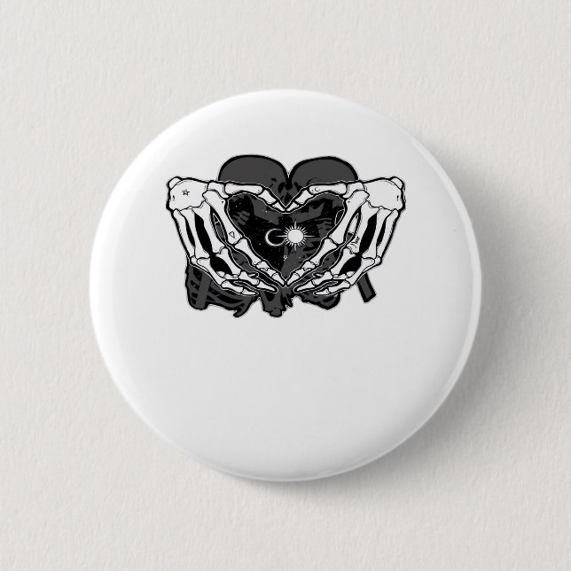 Sunand~1 - Skeleton Heart Hands  2 Inch Round Button (Front)