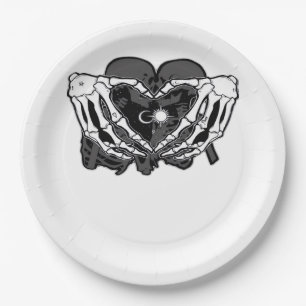 Sunand~1 - Skeleton Heart Hands  Paper Plate