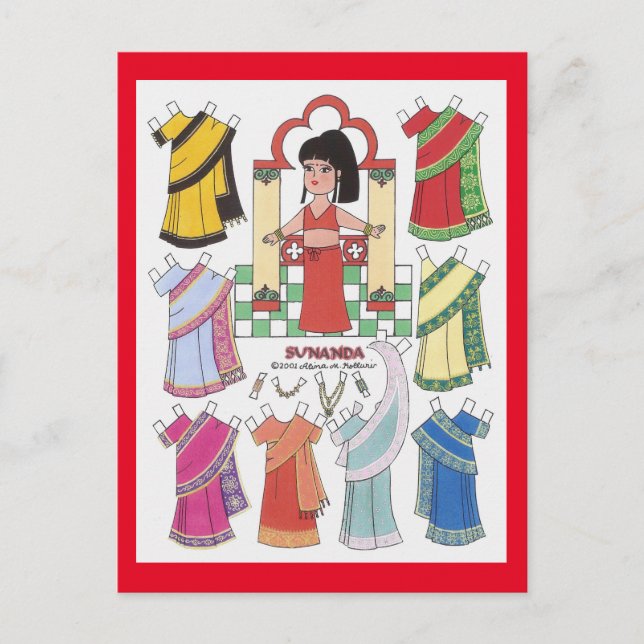 Sunanda, Girl of India Paper Doll Postcard (Front)