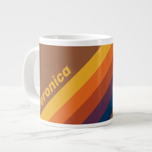 Sunbaked Clay Stripes with Name Large Coffee Mug