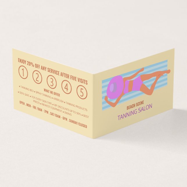 Sunbather, Tanning Salon, Detailed Loyalty Card, Business Card (Outside)