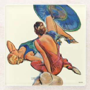 Sunbathers Glass Coaster