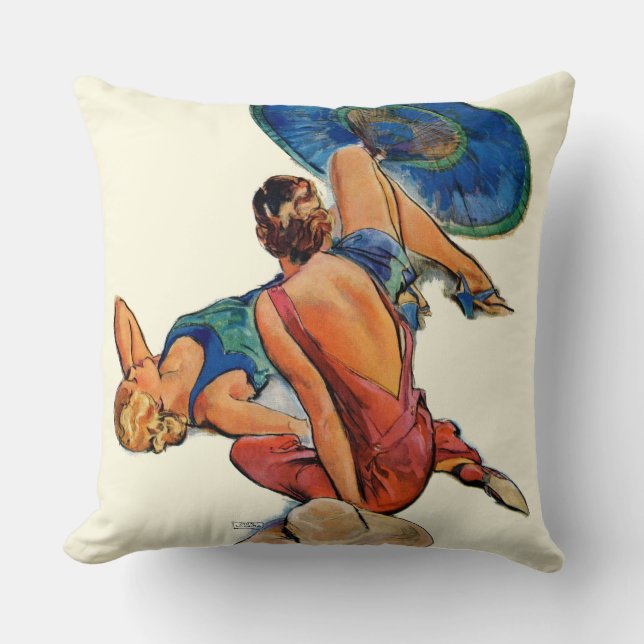 Sunbathers Throw Pillow (Front)