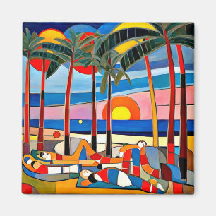Sunbathing at sunset magnet