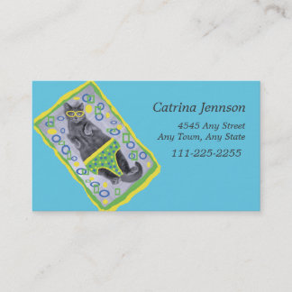 Sunbathing Cat in Trunks Business Card