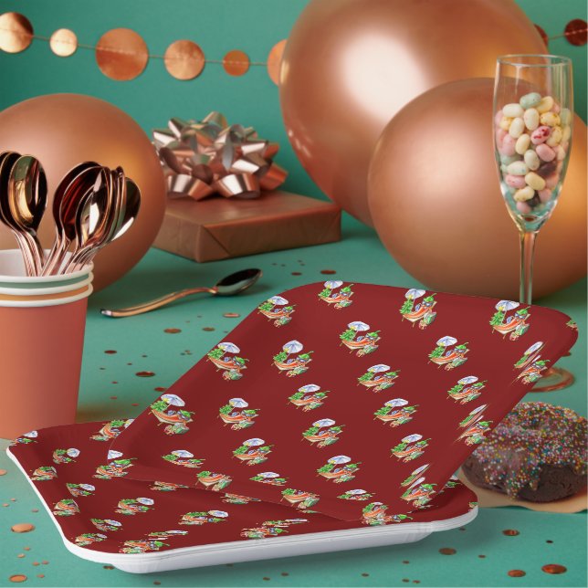 Sunbathing Chili Celebrating Christmas Pattern Paper Plate (Multi)